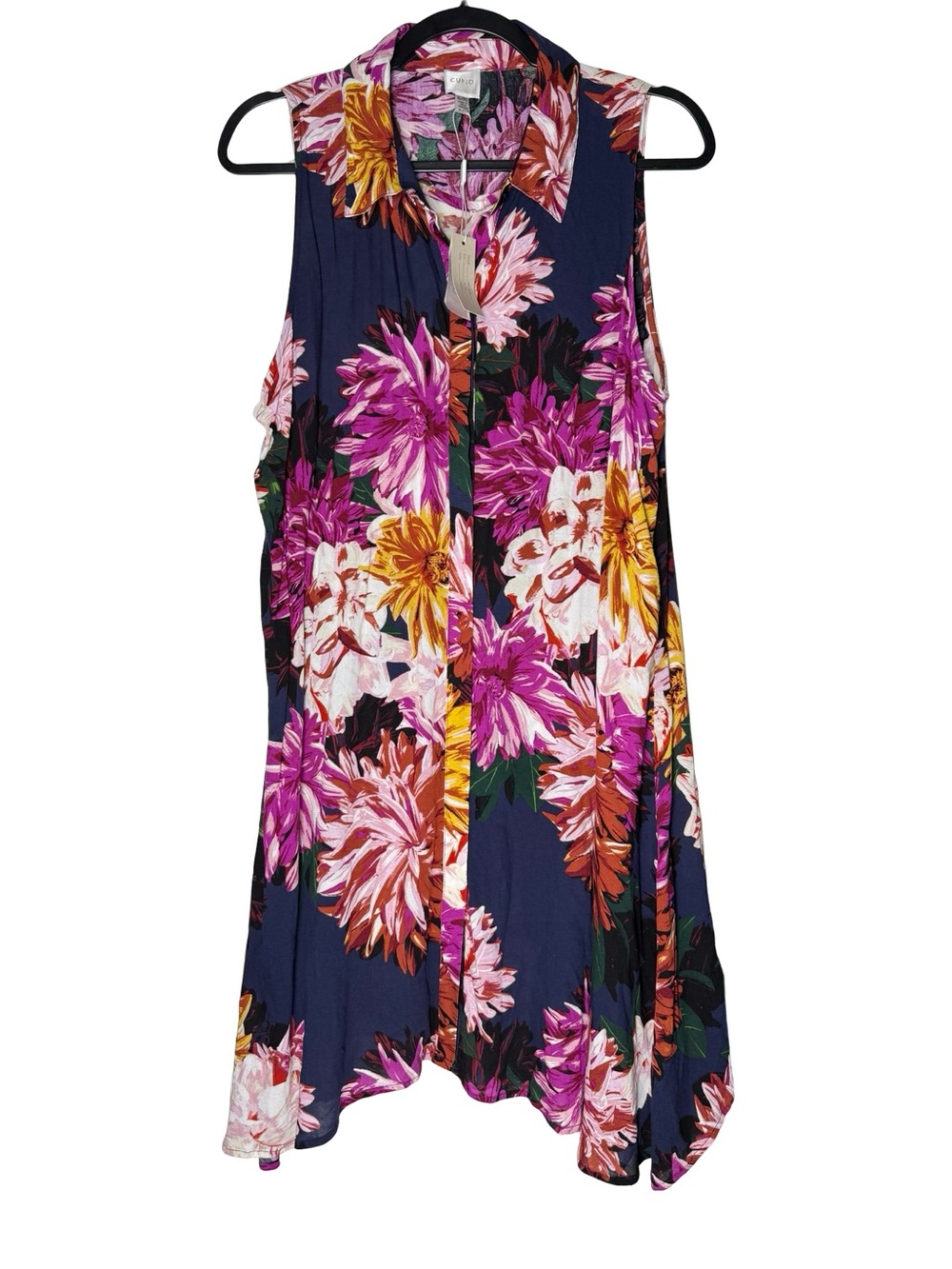 Cupio Floral Dress Sz XL Viscose Boho Resort Vacation Coastal Sleeveless NWT